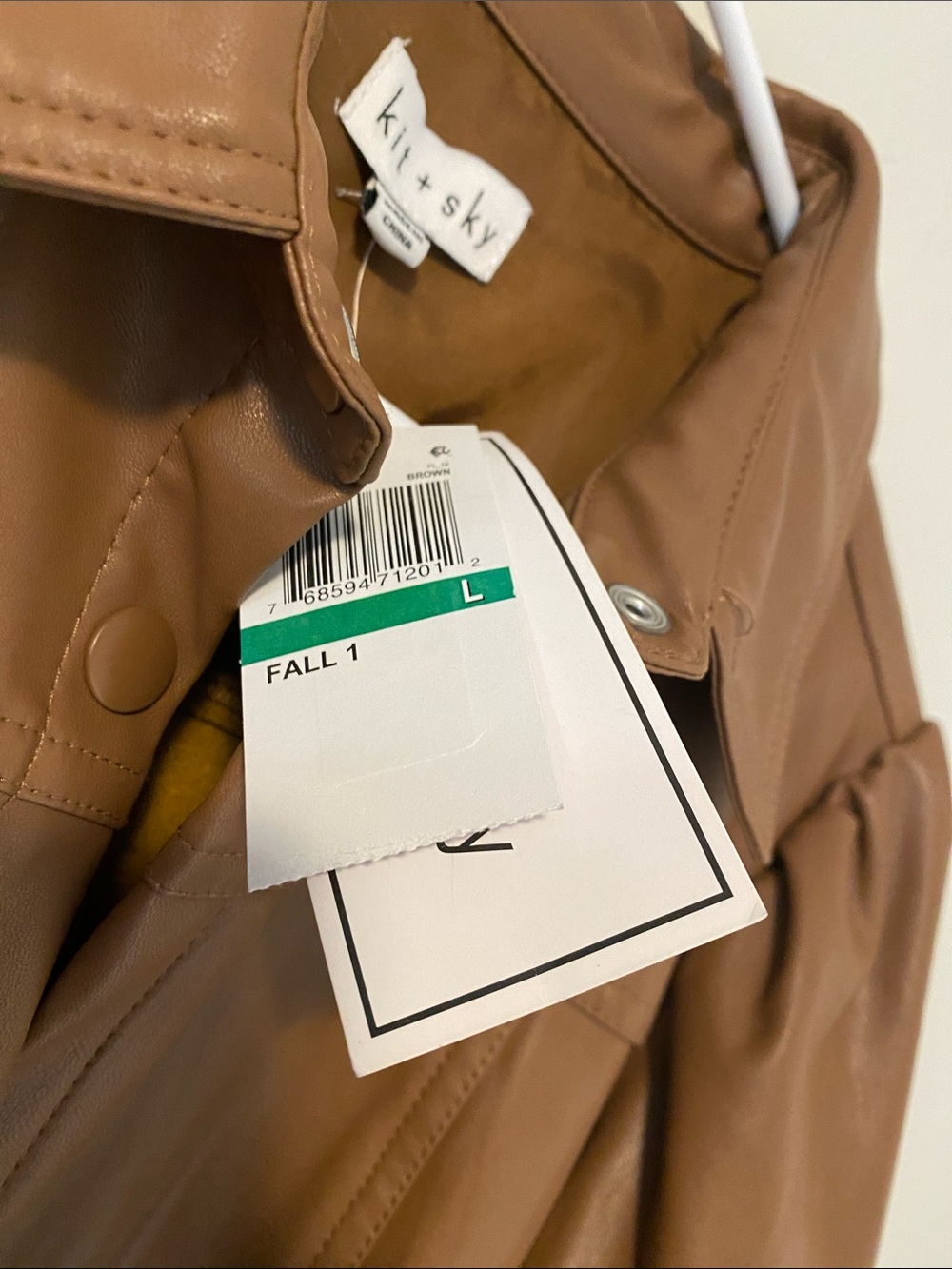 Kit + Sky Tan Faux Leather Button-Front Dress - Picture 3 of 7